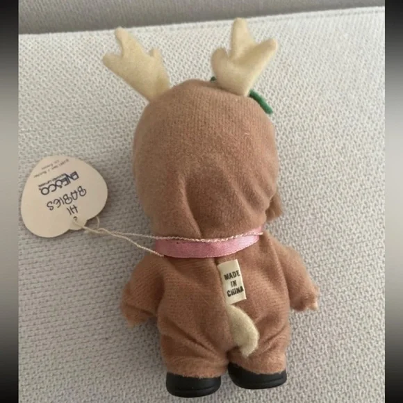 Precious Moments Christmas Doll Figure Reindeer Baby 1991 Vintage Enesco Small - Picture 6 of 7